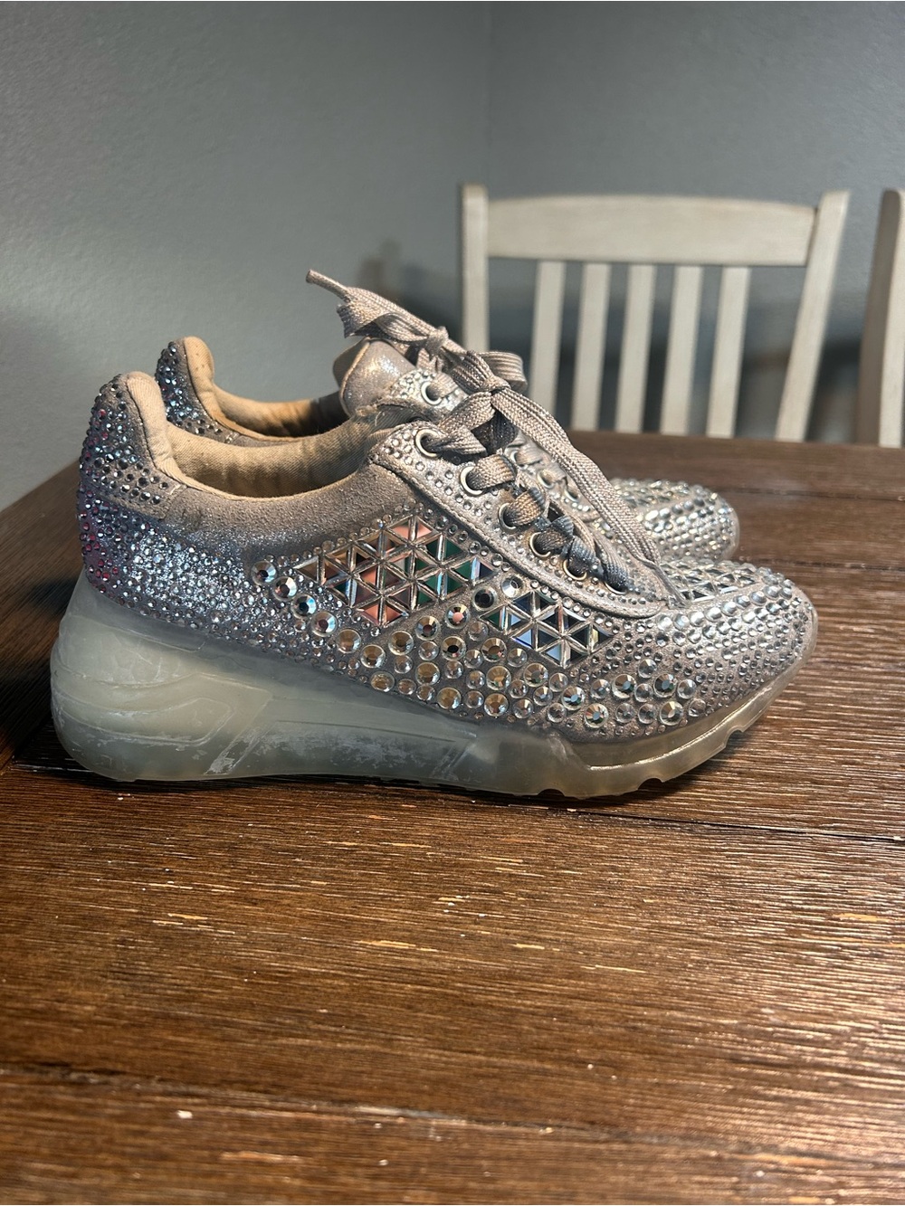 Steve Madden Leather Carissa rhinestone platform sneakers size 7 - Picture 3 of 10